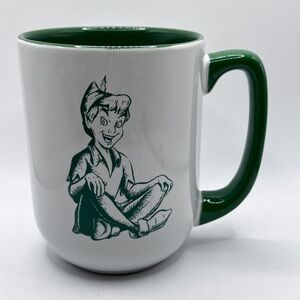 Disney Parks Peter Pan Mug - "Never Grow Up" - Green & White